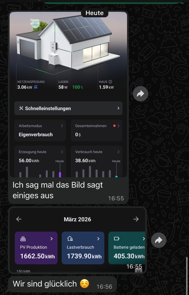 WhatsApp-Kundenstimme: Solar-App mit Erzeugungsdaten im März