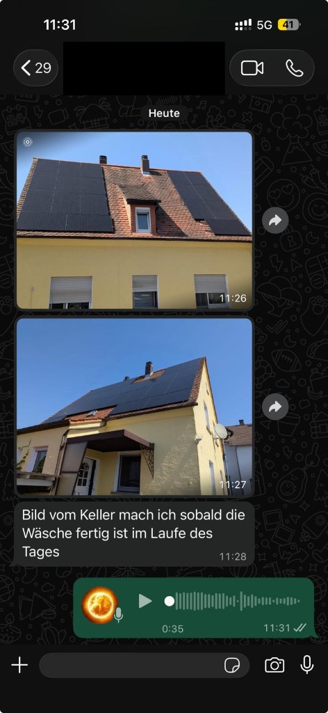 WhatsApp-Kundenstimme: PV-Anlage auf dem Dach