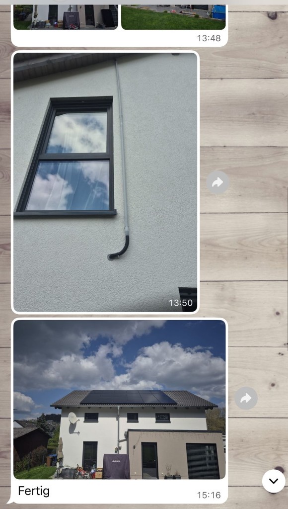 WhatsApp-Kundenstimme: Photovoltaikanlage auf dem Dach fertig montiert