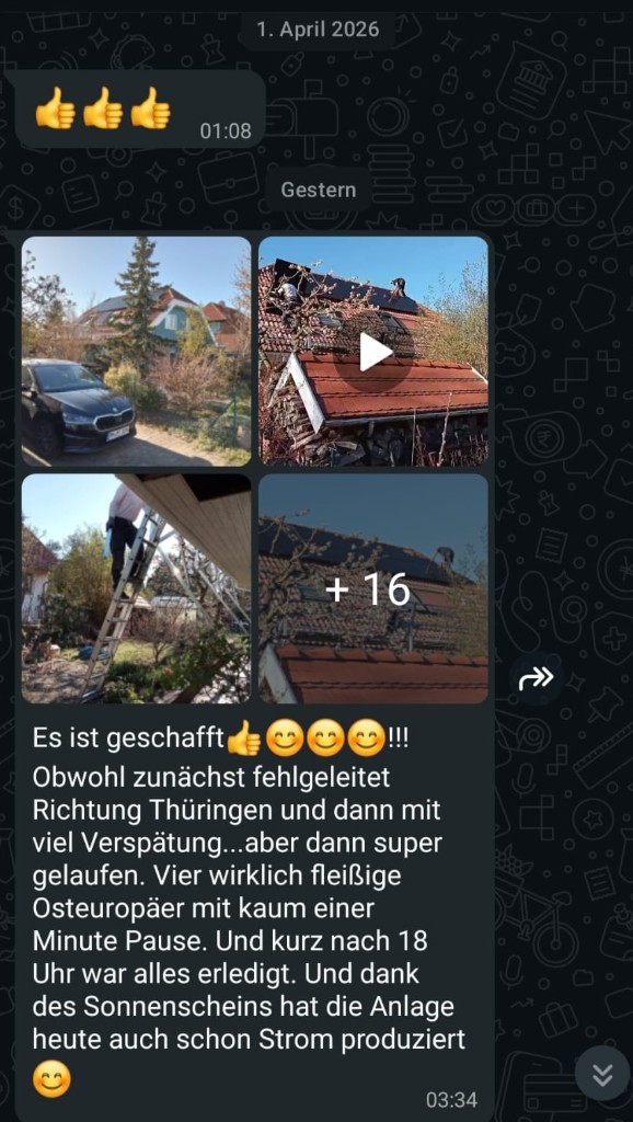 WhatsApp-Kundenstimme: Es ist geschafft — dann super gelaufen